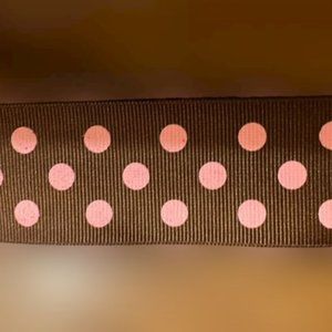 Brown Grosgrain Ribbon with Pink Polka Dots  ****ALL RIBBONS BUY 2 GET 1 FREE DE